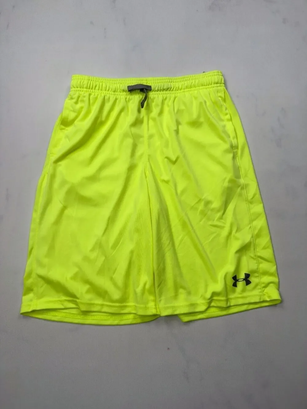 Under Armour Athletic Shorts Neon Yellow Loose Fit - Boys XL